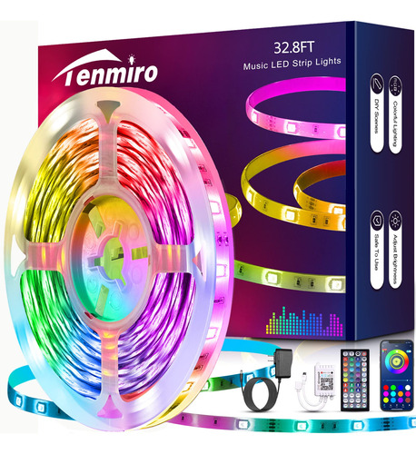 Tenmiro Tira De Luces Led De 32.8 Pies, Rgb Con Sincronizaci