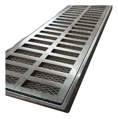 Ralo Linear 15x50 Alumínio + Tela E Parafuso De Fixação