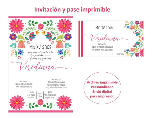 Diseño Imprimible Invitación Y Pase Xv Años Flores Mexicanas | MercadoLibre Diseño Imprimible Invitación Y Pase Xv Años Flores Mexicanas | MercadoLibre