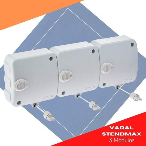 Varal Modular Stendmax Recolhe Automático 3 Módulos 6m Cada Branco