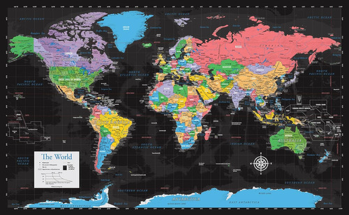 Mapa Mundial Laminado Mapa Del Mundo [negro]