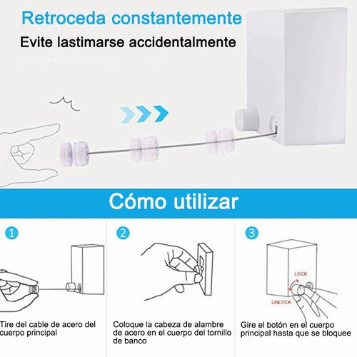 Imagen 5 de 9 de Tendedero Retráctil Para Interiores Y Exteriores 4.2m