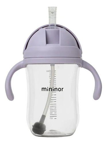 Vaso Con Bombilla Straw Bottle 330ml Mininor Lila