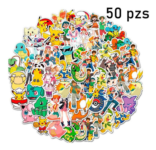 50 Pzs Lote Pegatinas Anime Pokemon Pikachu Ash Stickers F Color Surtido