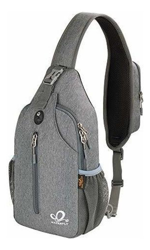 Mochila Cruzada Waterfly Tipo Bandolera De Viaje Gris