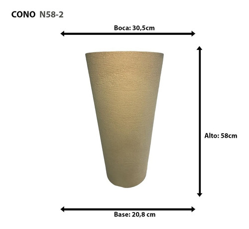 Maceta Cono Plástico Símil Piedra Rugosa N°58 Rayun