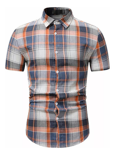 Camisa De Manga Corta A Cuadros De Verano 7 Para Hombre