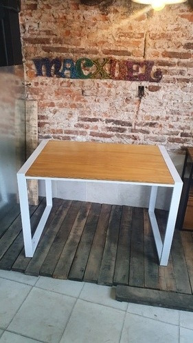 Imagen 3 de 4 de Mesa Comedor Industrial Madera Hierro Rustico 60/20 120x80