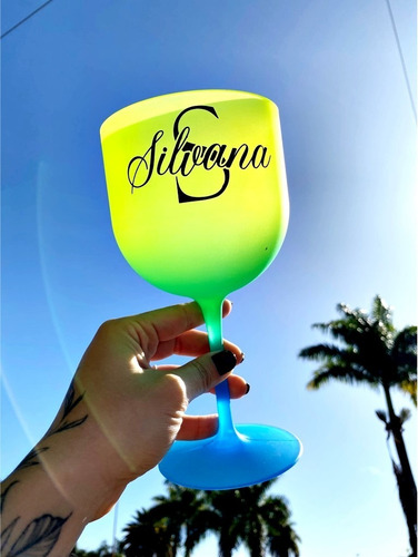 50 Taça Gin Sunset Neon Personalizadas 600ml Degradê Fr/v