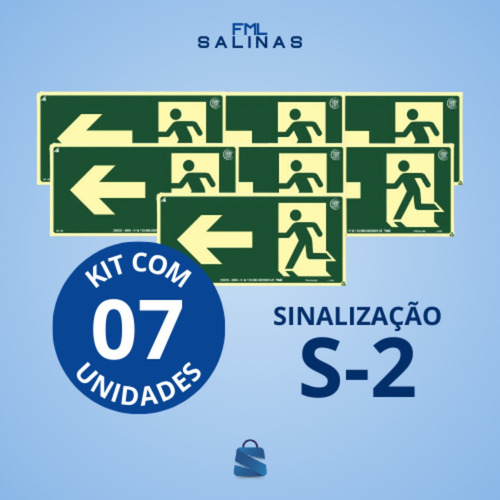 Placa Sinalização De Saída A Esquerda S2 Kit Com 07 Und O.t