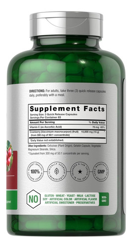 Horbaach Cranberry Arandano 250 Capsulas Con Vitamina C Sabor Sin Sabor
