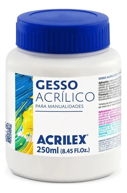 Gesso Acrílico Branco 250ml Acrilex para Tela, Madeira e MDF