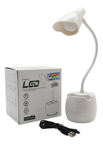 Imagen 1 de 8 de Lámpara Escritorio Luz Led Flexible Pila Recargable Usb Qya2