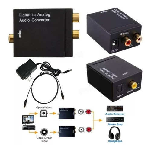 Convertidor Audio Digital Optico A Rca Analogico + Cable