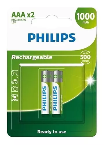 2 Pilhas Tipo AAA Recarregáveis GREEN 1.2V 1000mAH