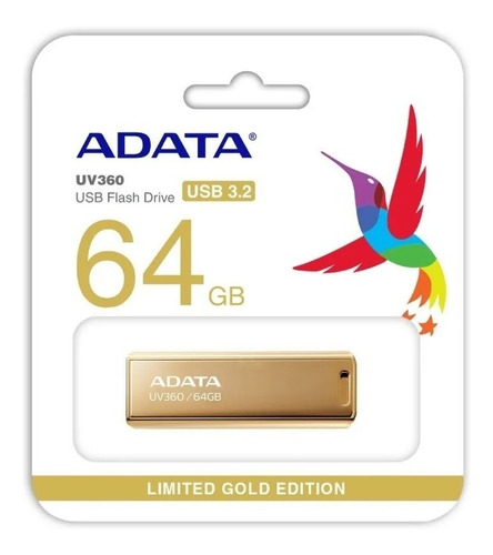 Imagem 3 de 3 de Pendrive 64gb Adata Uv360 Usb 3.2 Dourado Edição Limitada