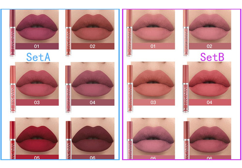 Set De Maquillaje De Lápiz Labial Líquido Mate De 6 Piezas