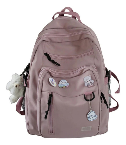 Mochila Kawaii De Gran Capacidad, Con Hermosos Alfileres Y C