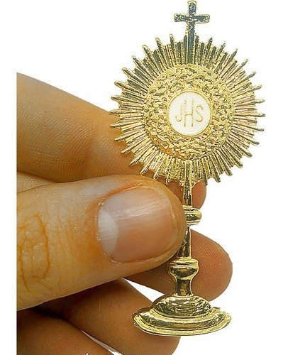 Broche Ostensório Jhs Pequeno Ministro Da Eucaristia 7cm Cor Dourado