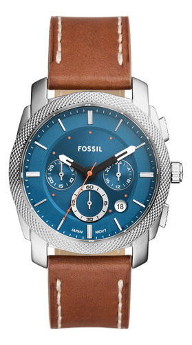 Relógio de couro masculino Fossil Machine Litehide 42mm - pulseira marrom