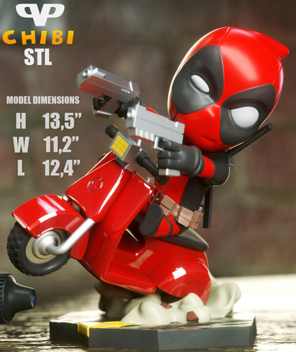 Vespa Chibi Deadpool: ¡diversión En Miniatura!