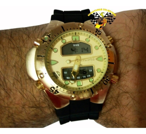 Relógio Masc Atlantis G3154 Aqualand 1060 Fundo Amarelo Peq.