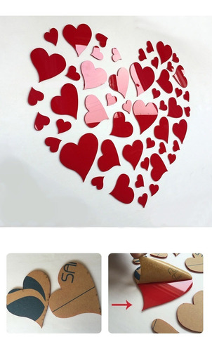 Espejo Acrílico 3d Pared Corazón Amor Decor Sticker, Love