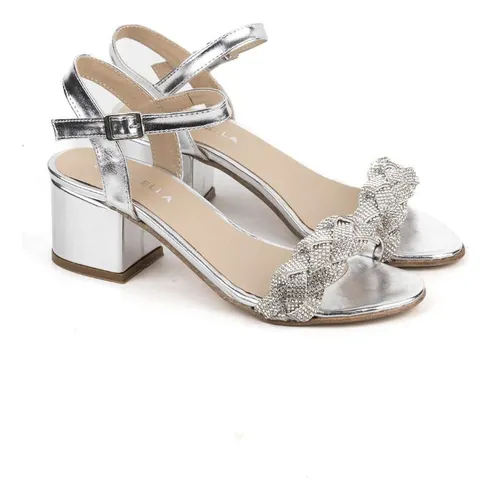 Sandalias Mujer Batistella Fiesta Bajas Strrass Color Plata
