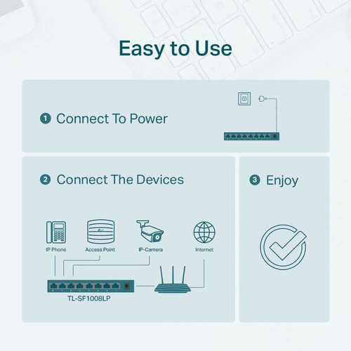 Imagen 6 de 11 de Switch Poe Tp-link Tl-sf1008lp | 4 Poe + 4 Comun 100mbps