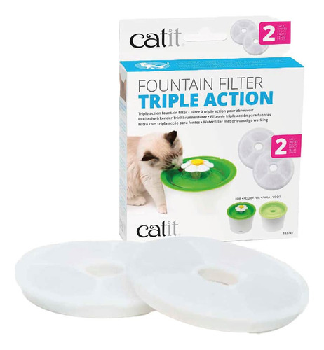 Catit Filtro Triple Acción Pack 2 Unidades - Fuente Bebedero