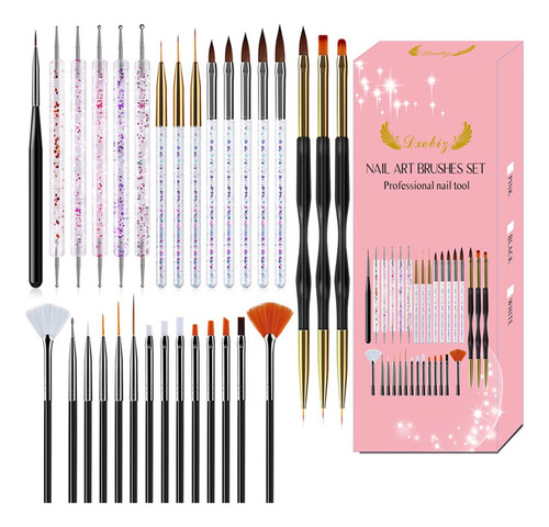 Set De Pincéis Nail Liner 31 Piezas Art Dotting Drawing L