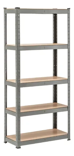 Estanteria De Metal 5 Estantes Altura Ajustable MDF Sin Tornillos 90x40x180 175kg Total Para Hogar Comercial Galvanizado