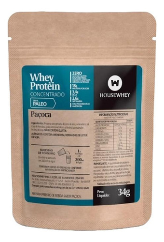 Whey Protein Concentrado Paçoca Sachê Housewhey 34g