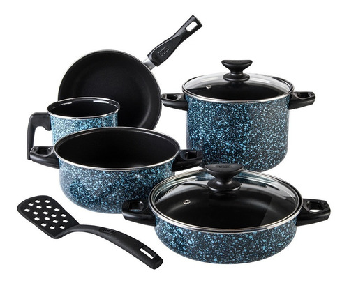 Imagen 6 de 9 de Batería De Cocina Línea Granito 8 Pz Color Azul Cinsa
