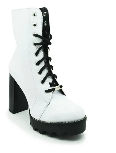 Perugia Bota 10173 Charol Blanco Sint tico Tac n 10 Cm Aprox