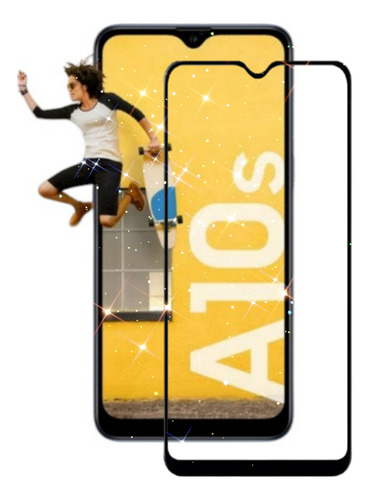 Vidrio Templado Compatible Con Samsung A10s Borde Negro
