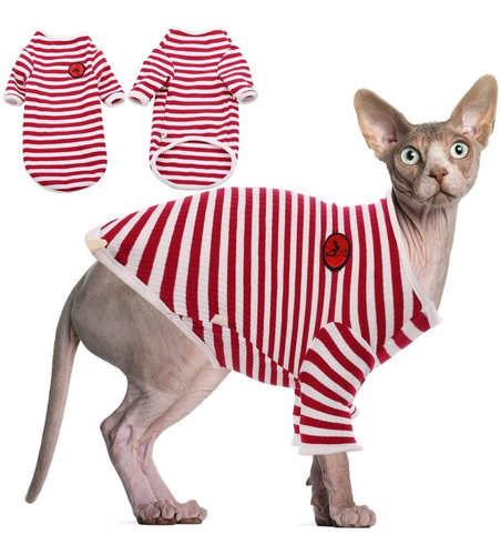 Camisa Para Gatos Chaleco A Rayas Talla L