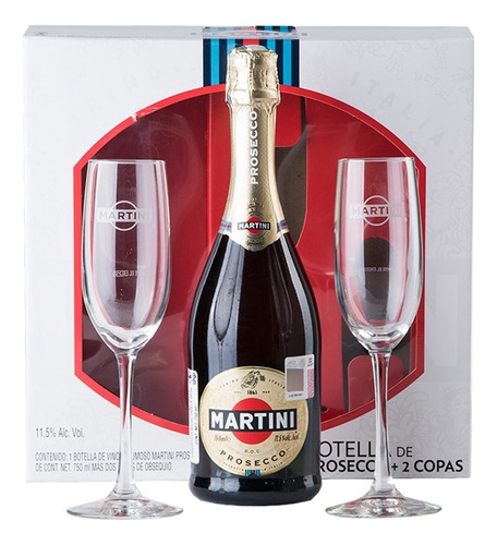 Vino Espumoso Asti Martini Prosecco 750 Ml + 2 Copas