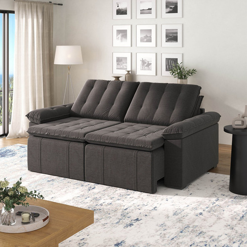 Sofá Cama Palmeira 3 Lugares Retrátil Reclinável 2,20m