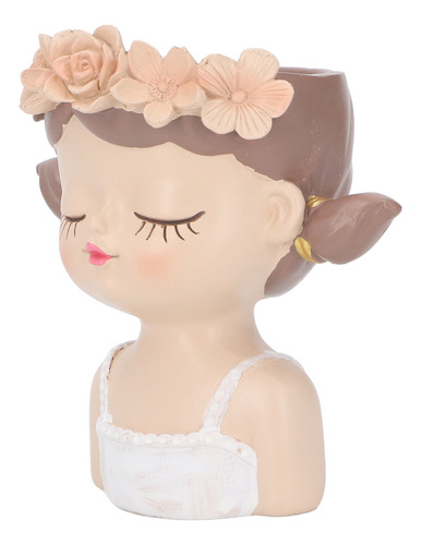 Maceta De Resina Con Forma De Linda Niña