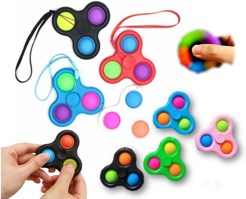 Llavero Pop It 3 Burbujas Multicolor Con Spinner 2 En 1