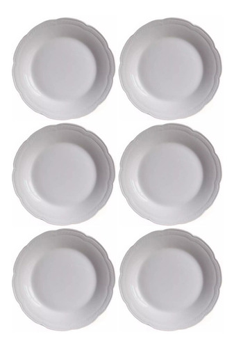 Plato Postre Porcelana Tsuji 19cm Línea 1800 Renacimiento X6 Blanco