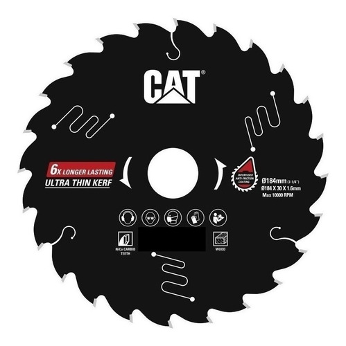 Disco Sierra Circular Cat 184mm Para Madera 24 Dientes