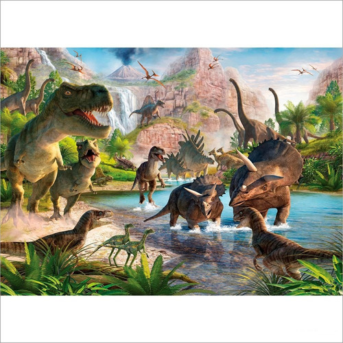 Painel Retangular Dinossauros Em Tecido 1,50x2,00 #*