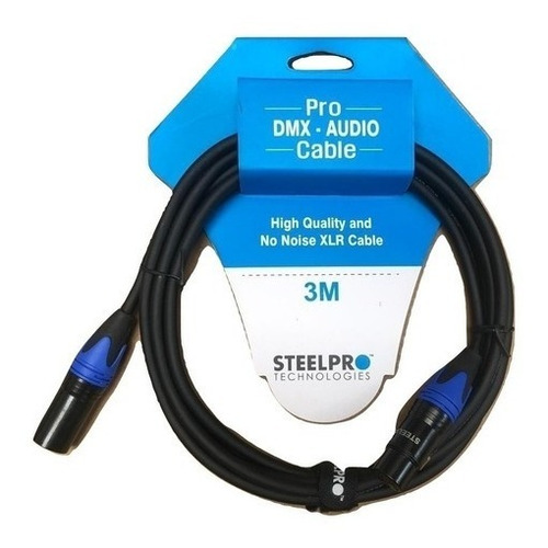 Cable Steelpro Xlr 3m Plug Cannon Jack Cannon Balanceado Dmx