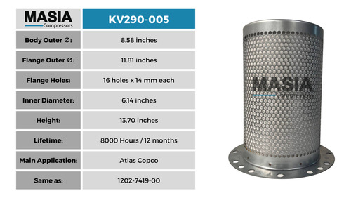 Filtro Separador Para Compresor Atlas Copco 1613-7306-00