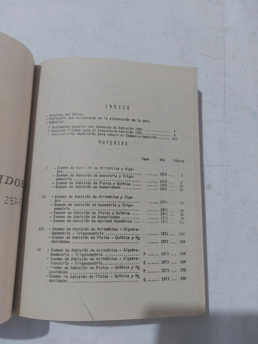 Libro Exámenes Admisión Uni 1970 Al 81 (Usado)