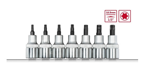 Imagem 2 de 3 de Jogo De Soquete Torx T20-t50 7 Pçs 1/2 Gedore Red R62458107