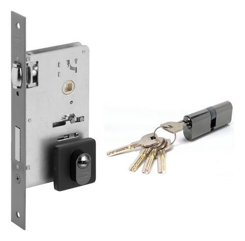 Fechadura Rolete Pivotante Imab Cilindro 90 Mm Preto Fosco