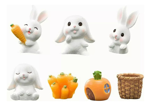Fe 7 Piezas De Muñecas De Conejo En Miniatura De Jardín De